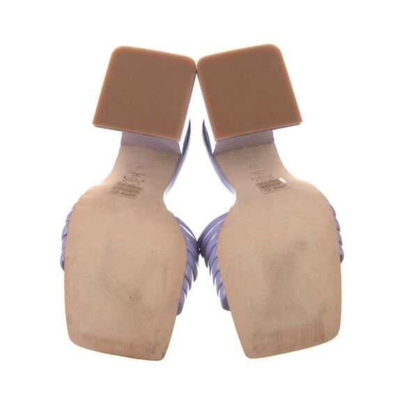 Chelsea Paris Authentic Lavender Purple Patent Leather Block Heel Slides 7 - Picture 5 of 8